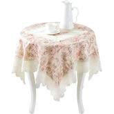 Couverture de table carrée élégante de tissu de dentelle de nappe de style européen pour la décoration intérieure, rose (taille : 110 * 110cm)