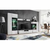 Dusine - ensemble meuble tv capone noir mat/blanc laque