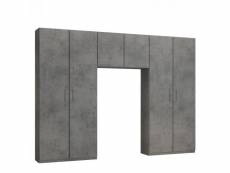 Ensemble de rangement pont 2 portes gris béton largeur