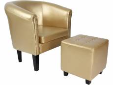 Fauteuil chesterfield avec repose pied en synthétique avec éléments décoratifs en cuivre couleur au choix chaise cabriolet tabouret pouf meuble de sal