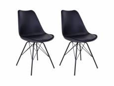 Haga - lot de 2 chaises noires avec piétement métallique