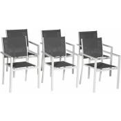 Happy Garden - Lot de 6 chaises en aluminium blanc