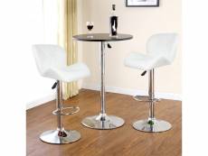 Hombuy®4 x tabouret de bar maison petit déjeuner table pivotante réglable en hauteur blanc