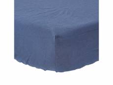 Homescapes drap-housse en lin lavé bleu marine - 150 x 200 cm BL1505C