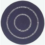 Homescapes - Tapis rond tissé à plat en coton ajouré Bleu marine, 150 cm - Bleu Marine