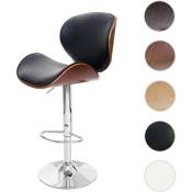 HW - Tabouret de bar Foxrock, chaise de bar, bois courbé, design rétro - gris, similicuir noir