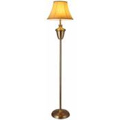 Lampadaire lampe à pied lampe torchère cuivre poli beige hauteur : env. 157 cm diamètre de l'abat-jour : 35 cm beige brun blanc - Marron