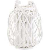 Lanterne au Style Naturel en Bois de Saule peint en Blanc pour Intérieur et Extérieur Boho 30 cm Beliani Blanc