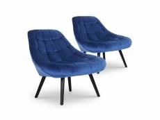 Lot de 2 fauteuils danios velours bleu