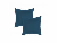 Lot de 2 taies d'oreiller bleu marine 63 x 63 cm volant plat piqué / 100% coton / 57 fils/cm²