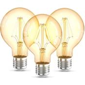 Lot de 3 ampoules led Edison Vintage G80 i E27, 4W, blanc chaud 2200K, intensité lumineuse 320lm, ampoule rétro à filament - B.k.licht