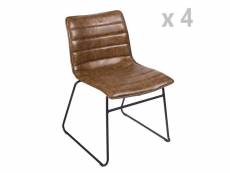 Lot de 4 chaises design industriel brooklyn - marron kaki