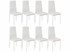 Lot de 8 chaises siège de salon cuisine salle à manger design carré élégant blanc helloshop26 08_0000144