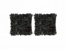 Lot de deux coussins noir 45x45 cm en cuir et coton