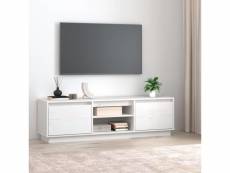 Meuble tv pour salon - armoire tv moderne blanc 140x35x40 cm bois de pin massif meuble pro frco80634