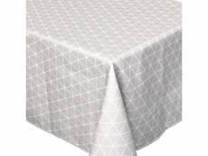 Nappe rectangle 150x250 cm imprimée 100% polyester paco géométrique gris argent