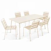 Oviala - Ensemble table de jardin et 6 chaises en métal