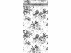 Papier peint roses noir et blanc - 138112 - 53 cm x