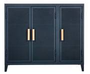 Rangement Vestiaire bas Perforé / 3 portes - Poignées chêne - Tolix bleu en métal