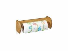 Relaxdays dérouleur de papier essuie-tout mural en bambou distributeur porte-rouleau en bois h x l x p: 12 x 37 x 13 cm, nature 10020331