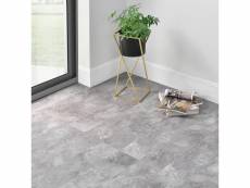Revêtement de sol adhésif lames laminées pvc vinyle effet naturel compatible au plancher chauffant 28 pièces 3,92 m² slate grey oak chêne gris ardoise