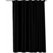 Rideau occultant d'aspect de lin avec crochets Noir