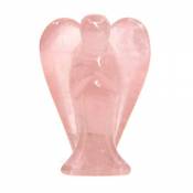 (Rose Quartz) - Carved Rose Quartz Gemstone Peace Angel
