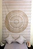 Stylo Culture Gold Mandala Tapestry Single Cotton Printed