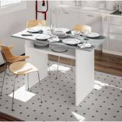 Table 120x70 cm repliable à livre Blanc mat et ciment Ciment / blanc