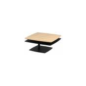 Table basse carrée double plateau bois et noir