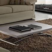 Table basse relevable extensible lift wood gris béton piètement acier chromé 110 x 70 cm - gris