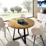 Table extensible Casarola, Console extensible ronde, Table à manger polyvalente ovale, 110/158x110h77 cm, Chêne Nodi, avec emballage renforcé - Dmora