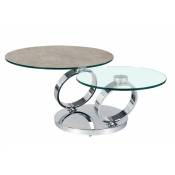 Table olympe à plateaux pivotants en verre et céramique gris - gris