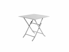Table pliante en aluminium carrée coloris gris clair