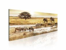 Tableau tableau africain et ethnique africa: at the waterhole taille 135 x 45 cm PD12008-135-45