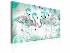 Tableau turquoise flamingoes taille 120 x 80 cm PD8387-120-80