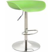 Tabouret de bar assise réglable en hauteur et pivotant en plastique vert pieds tulipe en métal chromé avec repose-pieds