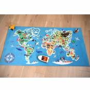 Tapis de sol imprimé carte du monde - Multicolore - 80 x 150 cm