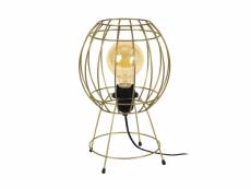 Tosel-doria - lampe a poser acier or 1xe27 - abat-jour ronde acier or - 19,5 x 31 cm; doré