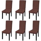 Vidaxl - Housse de chaise droite extensible 6 pcs marron