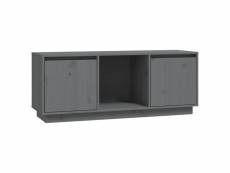 Vidaxl meuble tv gris 110,5x35x44 cm bois de pin massif