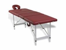 Vidaxl table pliable de massage rouge 4 zones avec cadre en aluminium