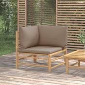 Vidaxl vidaXL Canapé d'angle de jardin avec coussins taupe bambou