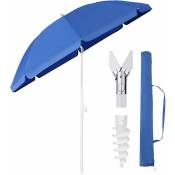 160 cm Parasol Plage Avec Support de Parasol & Housse de Protection Pour Jardin & Piscine Rond upf 50+ Anti Vent, Bleu - Sekey
