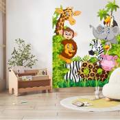 1pc Stickers Mural Animaux de la Jungle Autocollants Muraux Animaux Dessin Animé Stickers Muraux ​Eléphant Singe Girafe Lion pour Chambre de Bébé