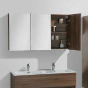 Armoire de toilette bloc-miroir siena largeur 120 cm noyer - Marron
