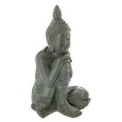 Atmosphera - Statue Déco Bouddha Assis 55cm Gris
