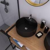Aurlane - Vasque à poser ronde en céramique noire - diamètre 41cm - hauteur 15cm - roll on dark