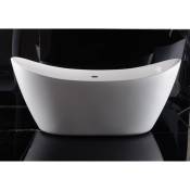 Baignoire îlot ovale design en acrylique pour salle de bain, isolation thermique et anti-décoloration - Blanc brillant - 173x73x75cm - siena