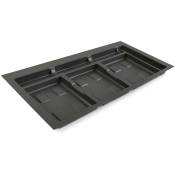 Base pour tiroirs de cuisine Recycle, 3 compartiments, module 900mm, Plastique Gris antracite - Emuca